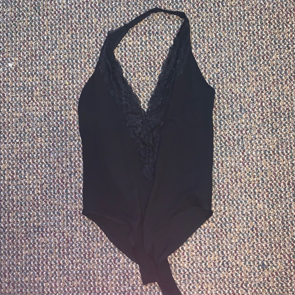 Black Lace Halter Body Suit